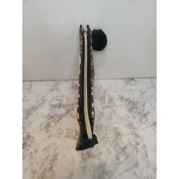 BETSEY JOHNSON CHEETAH LEOPARD PRINT COSMETICS CASE HANDBAG WRISTLET *READ - Picture 8 of 16